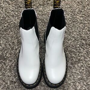 Dr. Martens White and Black Platform Shoes